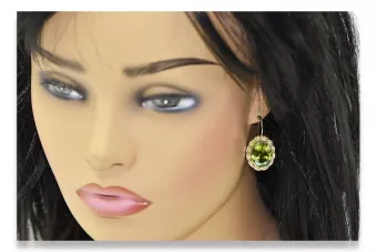 8 كارت من الذهب الأصفر 333 Yellow Peridot أقراط vec007x-yp روسي سوفيتي الاتحاد السوفيتي فينتاج آرت ديكو style Art Deco